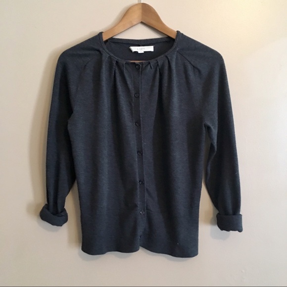 LOFT Charcoal Gray Cardigan - Picture 2 of 5